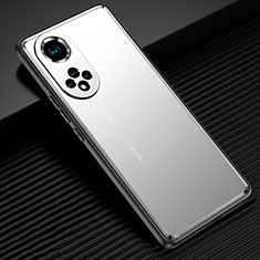 Luxury Aluminum Metal Back Cover and Silicone Frame Case JL2 for Huawei Honor 50 Pro 5G Silver