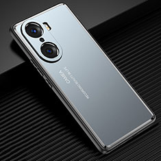 Luxury Aluminum Metal Back Cover and Silicone Frame Case JL2 for Huawei Honor 60 Pro 5G Blue