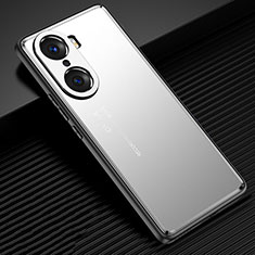 Luxury Aluminum Metal Back Cover and Silicone Frame Case JL2 for Huawei Honor 60 Pro 5G Silver