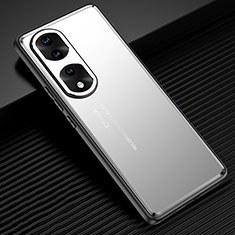 Luxury Aluminum Metal Back Cover and Silicone Frame Case JL2 for Huawei Honor 70 Pro 5G Silver