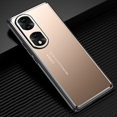 Luxury Aluminum Metal Back Cover and Silicone Frame Case JL2 for Huawei Honor 70 Pro+ Plus 5G Gold