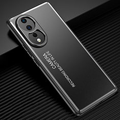 Luxury Aluminum Metal Back Cover and Silicone Frame Case JL2 for Huawei Honor 80 5G Black