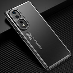 Luxury Aluminum Metal Back Cover and Silicone Frame Case JL2 for Huawei Honor 80 Pro 5G Black