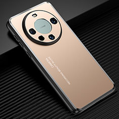 Luxury Aluminum Metal Back Cover and Silicone Frame Case JL2 for Huawei Mate 60 Pro Gold