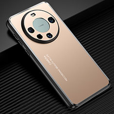 Luxury Aluminum Metal Back Cover and Silicone Frame Case JL2 for Huawei Mate 60 Pro+ Plus Gold