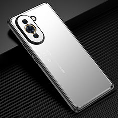 Luxury Aluminum Metal Back Cover and Silicone Frame Case JL2 for Huawei Nova 10 Pro Silver