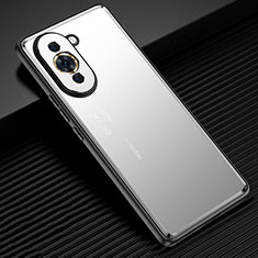 Luxury Aluminum Metal Back Cover and Silicone Frame Case JL2 for Huawei Nova 10 Silver