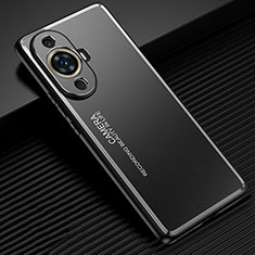 Luxury Aluminum Metal Back Cover and Silicone Frame Case JL2 for Huawei Nova 11 Black