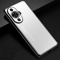 Luxury Aluminum Metal Back Cover and Silicone Frame Case JL2 for Huawei Nova 11 Ultra Silver