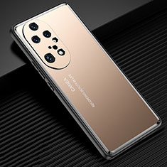 Luxury Aluminum Metal Back Cover and Silicone Frame Case JL2 for Huawei P50 Gold