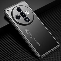 Luxury Aluminum Metal Back Cover and Silicone Frame Case JL2 for Oppo Find X7 5G Black