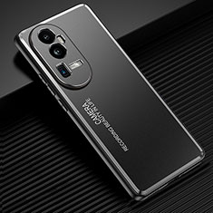 Luxury Aluminum Metal Back Cover and Silicone Frame Case JL2 for Oppo Reno10 Pro+ Plus 5G Black