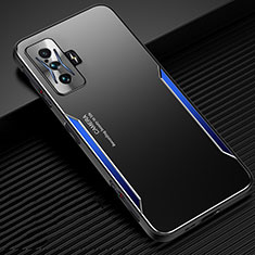 Luxury Aluminum Metal Back Cover and Silicone Frame Case JL2 for Xiaomi Redmi K50 Gaming 5G Blue