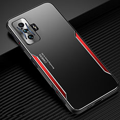 Luxury Aluminum Metal Back Cover and Silicone Frame Case JL2 for Xiaomi Redmi K50 Gaming 5G Red