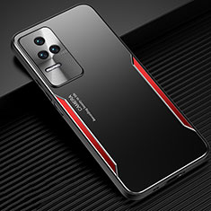 Luxury Aluminum Metal Back Cover and Silicone Frame Case JL2 for Xiaomi Redmi K50 Pro 5G Red