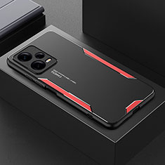 Luxury Aluminum Metal Back Cover and Silicone Frame Case JL2 for Xiaomi Redmi Note 12 Pro+ Plus 5G Red