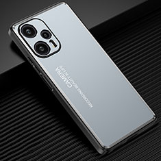 Luxury Aluminum Metal Back Cover and Silicone Frame Case JL2 for Xiaomi Redmi Note 12 Turbo 5G Blue