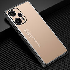 Luxury Aluminum Metal Back Cover and Silicone Frame Case JL2 for Xiaomi Redmi Note 12 Turbo 5G Gold