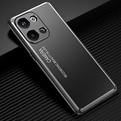 Luxury Aluminum Metal Back Cover and Silicone Frame Case JL2 for Xiaomi Redmi Note 13 5G Black