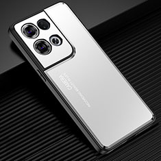 Luxury Aluminum Metal Back Cover and Silicone Frame Case JL2 for Xiaomi Redmi Note 13 Pro 5G Silver