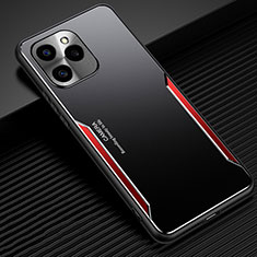 Luxury Aluminum Metal Back Cover and Silicone Frame Case JL3 for Huawei Honor 60 SE 5G Red