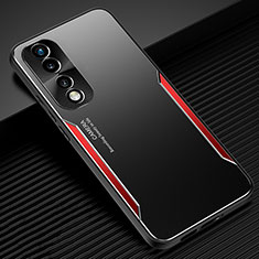 Luxury Aluminum Metal Back Cover and Silicone Frame Case JL3 for Huawei Honor 70 Pro 5G Red