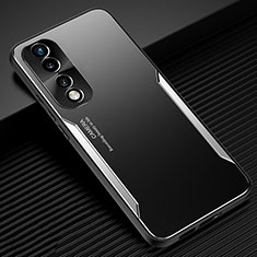 Luxury Aluminum Metal Back Cover and Silicone Frame Case JL3 for Huawei Honor 70 Pro 5G Silver