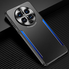 Luxury Aluminum Metal Back Cover and Silicone Frame Case JL3 for Huawei Mate 50 Pro Blue