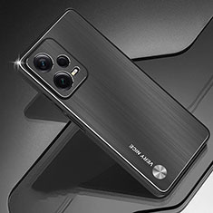 Luxury Aluminum Metal Back Cover and Silicone Frame Case JS1 for Xiaomi Redmi Note 12 Explorer Black