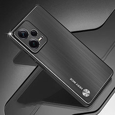 Luxury Aluminum Metal Back Cover and Silicone Frame Case JS1 for Xiaomi Redmi Note 12 Pro+ Plus 5G Black