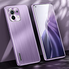 Luxury Aluminum Metal Back Cover and Silicone Frame Case M01 for Xiaomi Mi 11 Lite 5G NE Purple