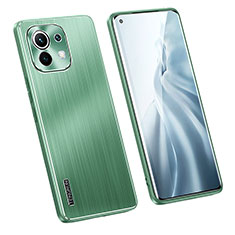 Luxury Aluminum Metal Back Cover and Silicone Frame Case M02 for Xiaomi Mi 11 Lite 5G NE Green