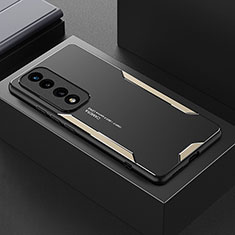 Luxury Aluminum Metal Back Cover and Silicone Frame Case PB1 for Huawei Honor 70 Pro+ Plus 5G Gold