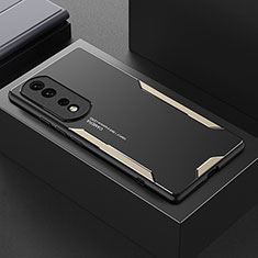 Luxury Aluminum Metal Back Cover and Silicone Frame Case PB1 for Huawei Honor 80 Pro Flat 5G Gold