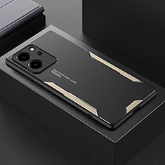 Luxury Aluminum Metal Back Cover and Silicone Frame Case PB1 for Huawei Honor 80 SE 5G Gold