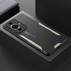 Luxury Aluminum Metal Back Cover and Silicone Frame Case PB1 for Huawei Nova 11 Gold