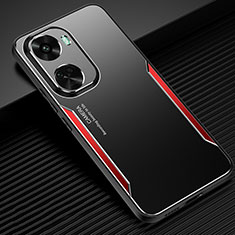 Luxury Aluminum Metal Back Cover and Silicone Frame Case PB1 for Huawei Nova 11 SE Red