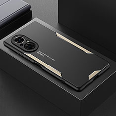 Luxury Aluminum Metal Back Cover and Silicone Frame Case PB1 for Huawei Nova 9 SE Gold