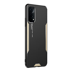 Luxury Aluminum Metal Back Cover and Silicone Frame Case PB1 for Oppo A74 5G Gold