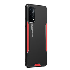 Luxury Aluminum Metal Back Cover and Silicone Frame Case PB1 for Oppo A74 5G Red