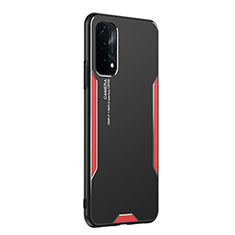 Luxury Aluminum Metal Back Cover and Silicone Frame Case PB1 for Oppo A93 5G Red