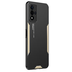 Luxury Aluminum Metal Back Cover and Silicone Frame Case PB1 for Oppo A93s 5G Gold
