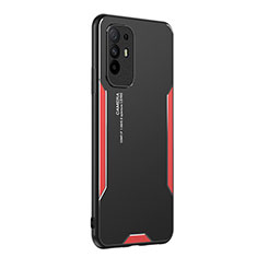 Luxury Aluminum Metal Back Cover and Silicone Frame Case PB1 for Oppo A94 5G Red