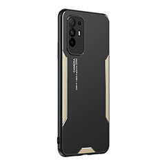 Luxury Aluminum Metal Back Cover and Silicone Frame Case PB1 for Oppo A95 5G Gold
