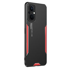 Luxury Aluminum Metal Back Cover and Silicone Frame Case PB1 for Oppo A96 5G Red