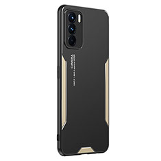 Luxury Aluminum Metal Back Cover and Silicone Frame Case PB1 for Oppo K9 Pro 5G Gold