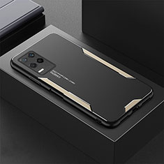 Luxury Aluminum Metal Back Cover and Silicone Frame Case PB1 for Realme 8 5G Gold