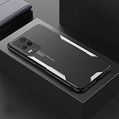 Luxury Aluminum Metal Back Cover and Silicone Frame Case PB1 for Realme 8 5G Silver