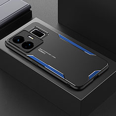 Luxury Aluminum Metal Back Cover and Silicone Frame Case PB1 for Realme GT3 5G Blue