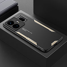 Luxury Aluminum Metal Back Cover and Silicone Frame Case PB1 for Realme GT5 5G Gold